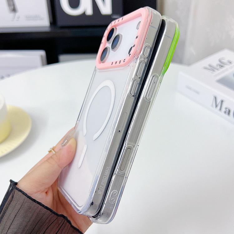For iPhone 17 Pro Max Color Contrast Lens Frame Transparent TPU Phone Case