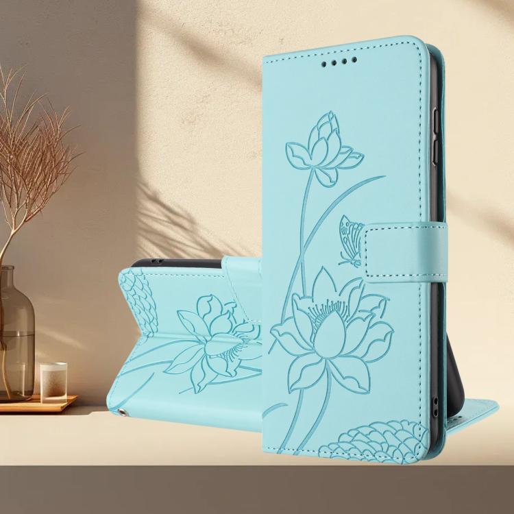 For Honor X5c Plus Lotus Embossed Leather Phone Case with Lanyard