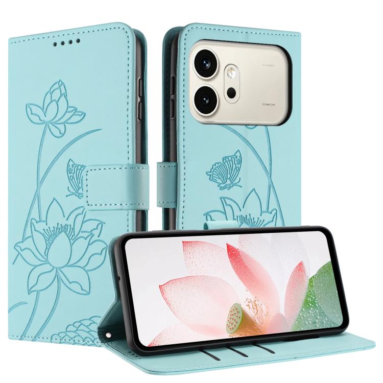 For Honor 600 / 600 Pro Global Lotus Embossed Leather Phone Case with Lanyard