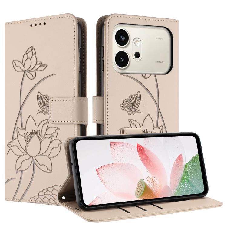 For Honor 600 / 600 Pro Global Lotus Embossed Leather Phone Case with Lanyard