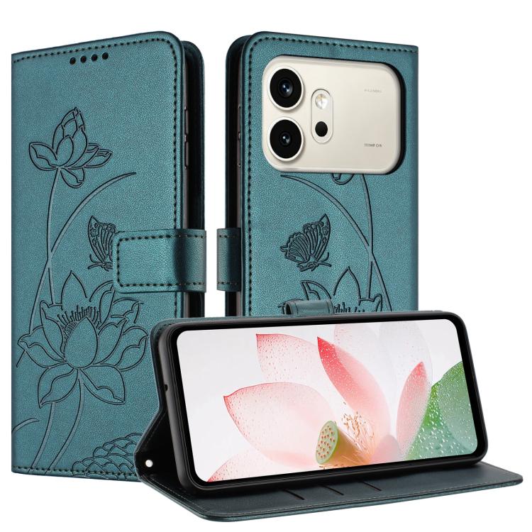 For Honor 600 / 600 Pro Global Lotus Embossed Leather Phone Case with Lanyard