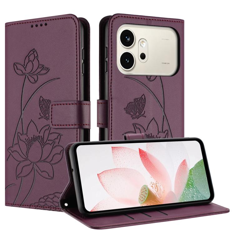For Honor 600 / 600 Pro Global Lotus Embossed Leather Phone Case with Lanyard