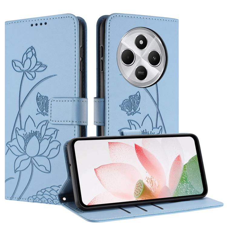 For Redmi 14C 4G / A4 / 14R 5G / Poco C75 Lotus Embossed Leather Phone Case with Lanyard