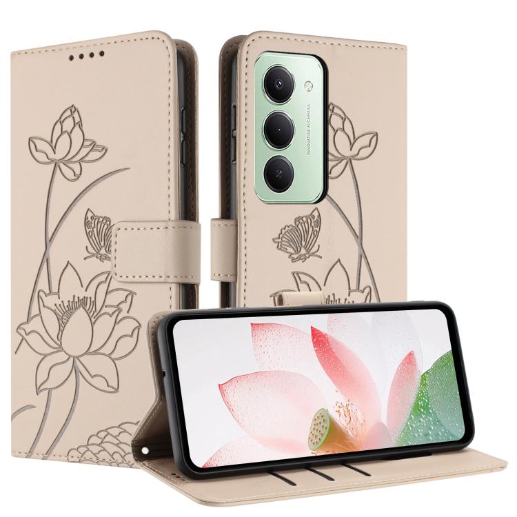 For Redmi 15 5G Global / 15 4G SEA 169.5mm Lotus Embossed Leather Phone Case with Lanyard
