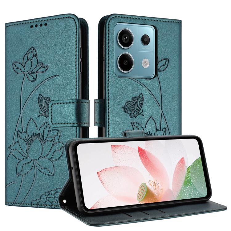 For Redmi Note 13 Pro 5G Global / Poco X6 Lotus Embossed Leather Phone Case with Lanyard