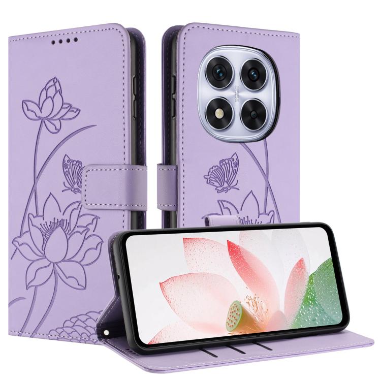 For Redmi Note 14 Pro 5G / 14 Pro+ 5G Global Lotus Embossed Leather Phone Case with Lanyard