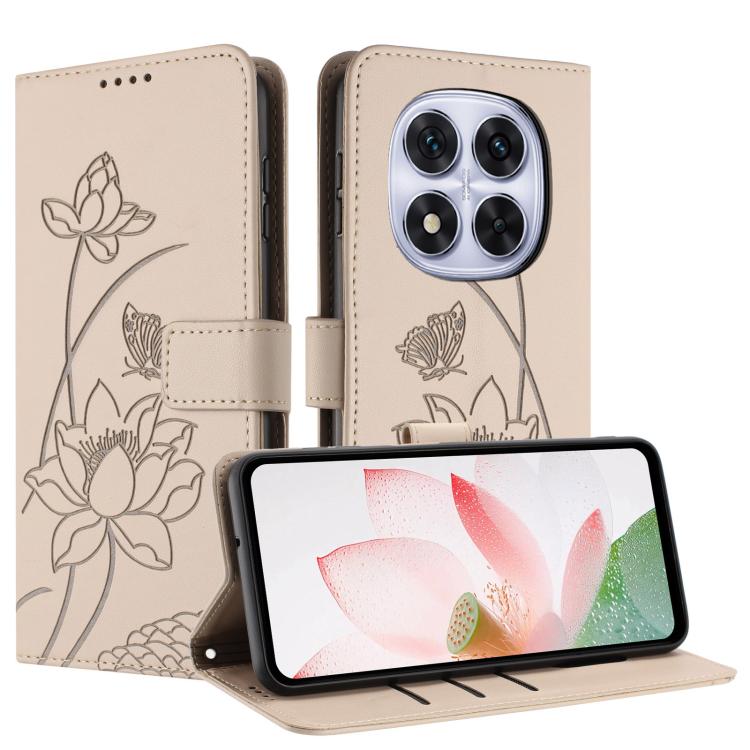 For Redmi Note 14 Pro 5G / 14 Pro+ 5G Global Lotus Embossed Leather Phone Case with Lanyard