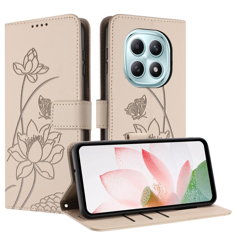For Redmi Note 15 5G / 4G Global 164mm Lotus Embossed Leather Phone Case with Lanyard
