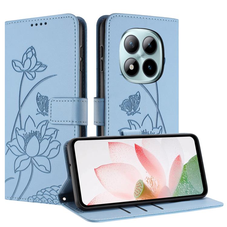 For Redmi Note 15 Pro+ Global 5G 163.3mm Lotus Embossed Leather Phone Case with Lanyard