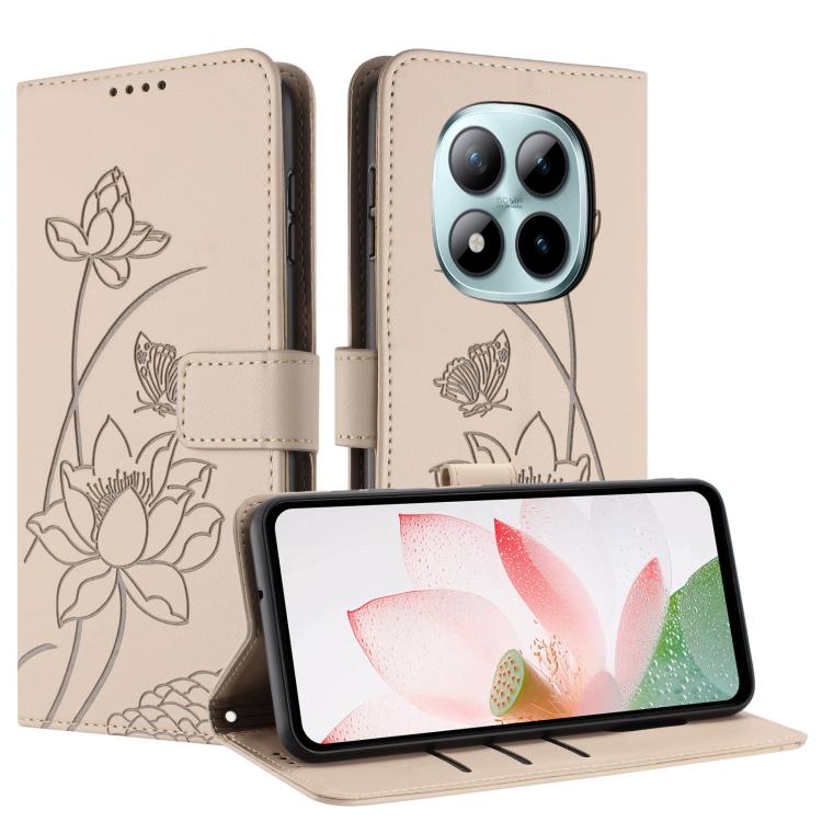 For Redmi Note 15 Pro 4G Global 163.2mm Lotus Embossed Leather Phone Case with Lanyard