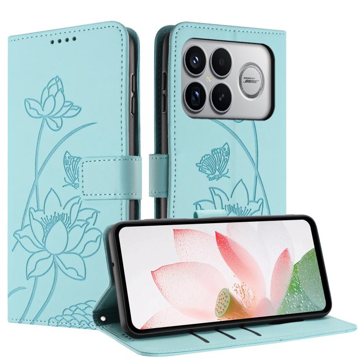 For Redmi K90 Pro Max / Poco F8 Ultra Lotus Embossed Leather Phone Case with Lanyard