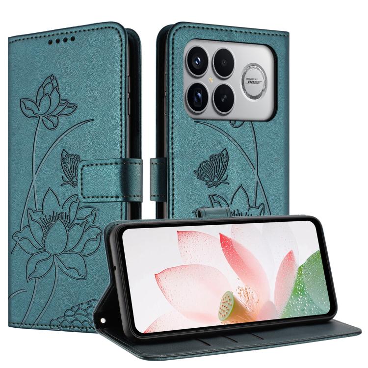 For Redmi K90 Pro Max / Poco F8 Ultra Lotus Embossed Leather Phone Case with Lanyard