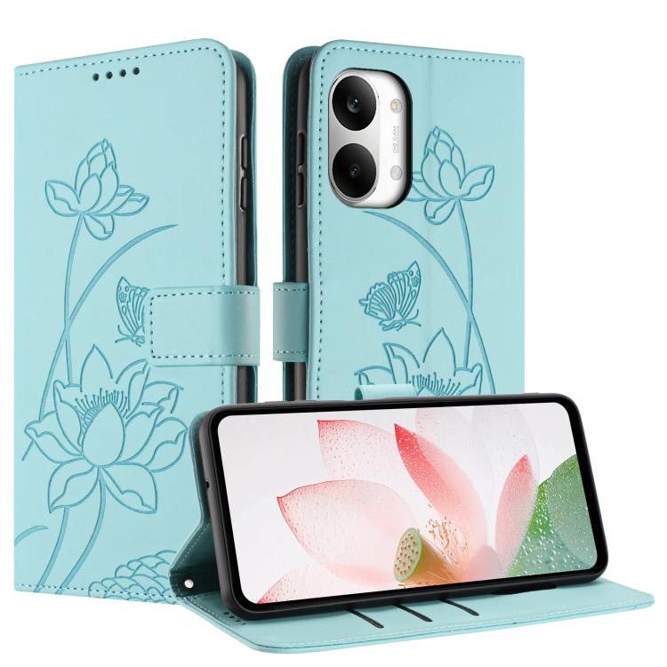 For Redmi Turbo 5 Max / Poco X8 Pro Max 5G Lotus Embossed Leather Phone Case with Lanyard