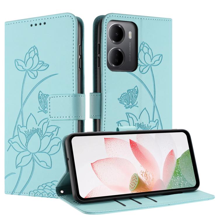 For Redmi 15a 5G Lotus Embossed Leather Phone Case with Lanyard