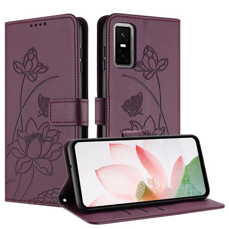 For Infinix GT 30 Pro Lotus Embossed Leather Phone Case with Lanyard