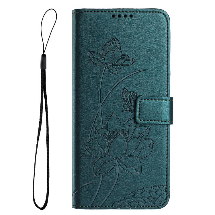 For Infinix Hot 30i Lotus Embossed Leather Phone Case with Lanyard