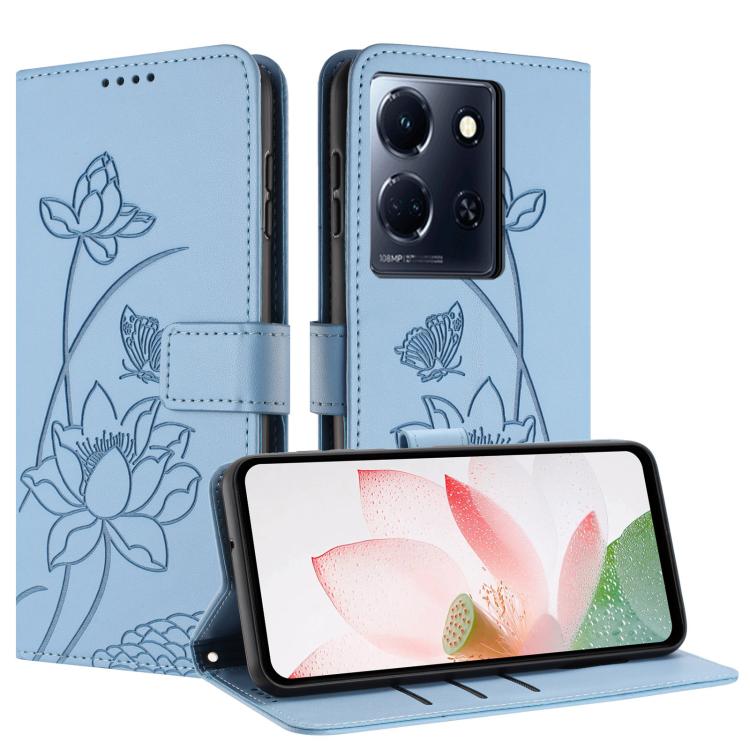 For Infinix Note 30 4G / 5G Lotus Embossed Leather Phone Case with Lanyard