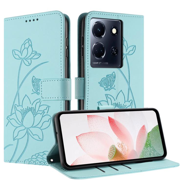 For Infinix Note 30 4G / 5G Lotus Embossed Leather Phone Case with Lanyard