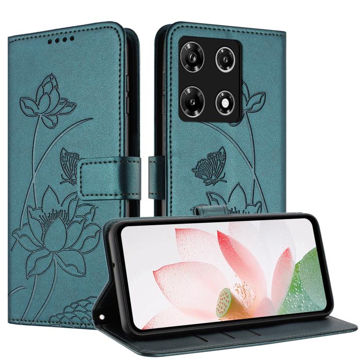 For Infinix Note 30 Pro 4G Lotus Embossed Leather Phone Case with Lanyard
