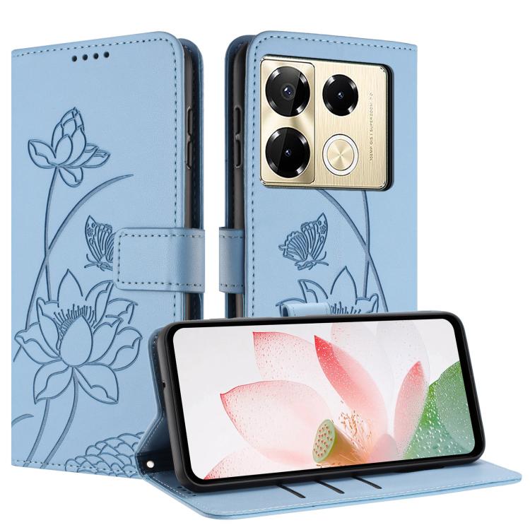 For Infinix Note 40 Pro 4G / 5G Lotus Embossed Leather Phone Case with Lanyard