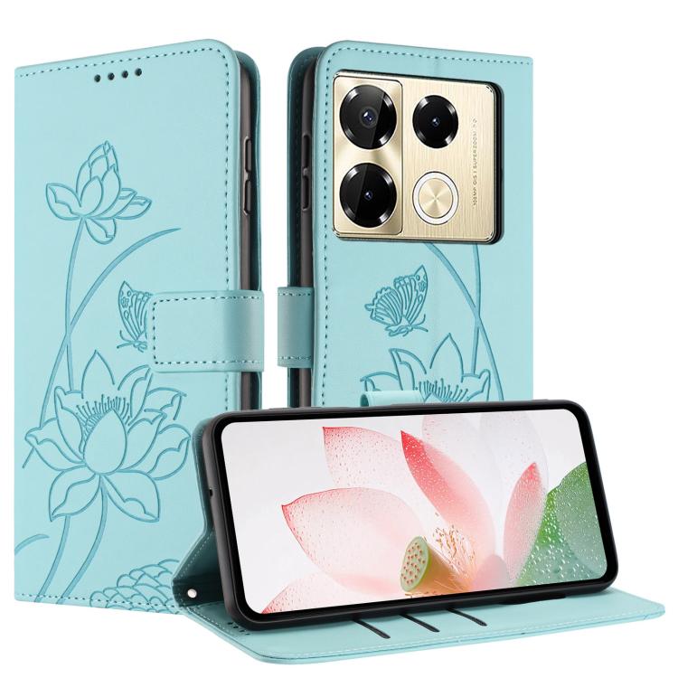 For Infinix Note 40 Pro 4G / 5G Lotus Embossed Leather Phone Case with Lanyard