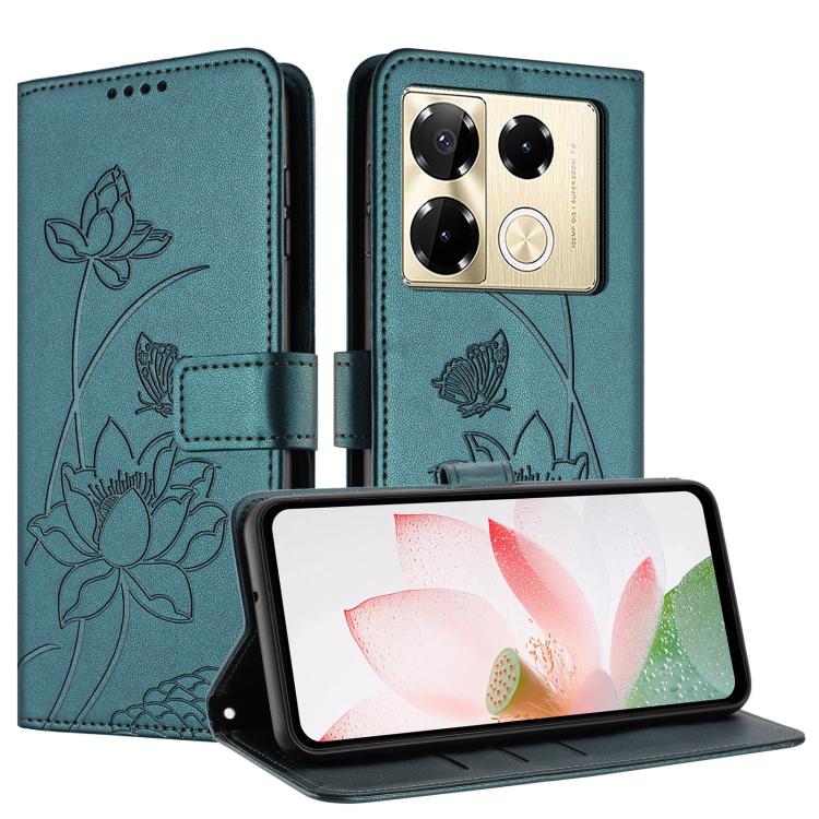 For Infinix Note 40 Pro 4G / 5G Lotus Embossed Leather Phone Case with Lanyard