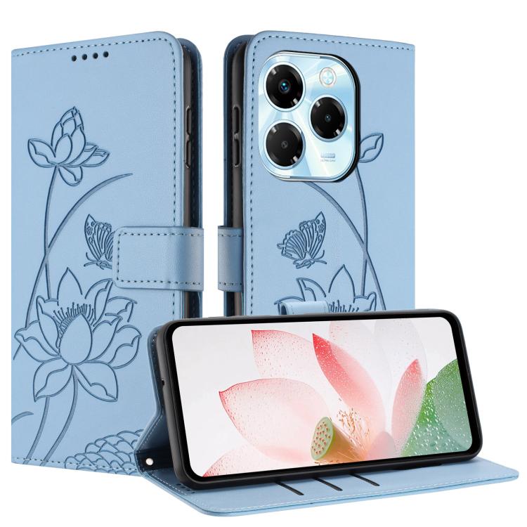 For Infinix Note 40X 5G Lotus Embossed Leather Phone Case with Lanyard