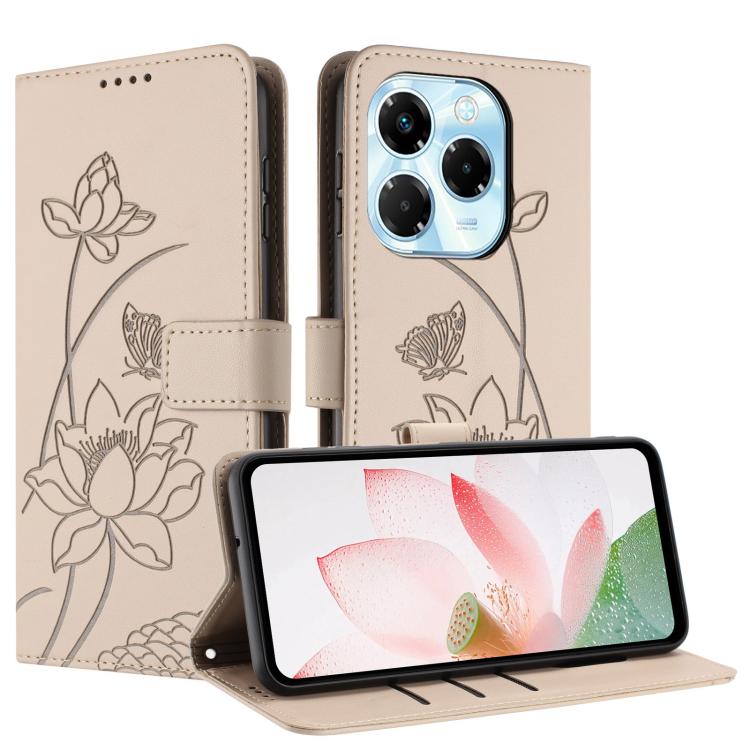 For Infinix Note 40X 5G Lotus Embossed Leather Phone Case with Lanyard