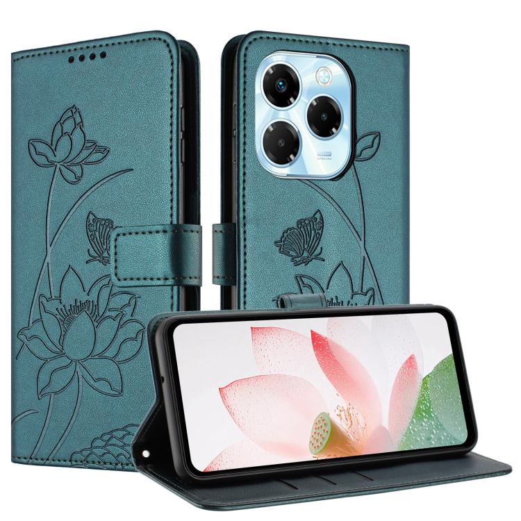 For Infinix Note 40X 5G Lotus Embossed Leather Phone Case with Lanyard