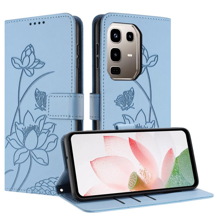 For Infinix Note 50 Pro+ Lotus Embossed Leather Phone Case with Lanyard
