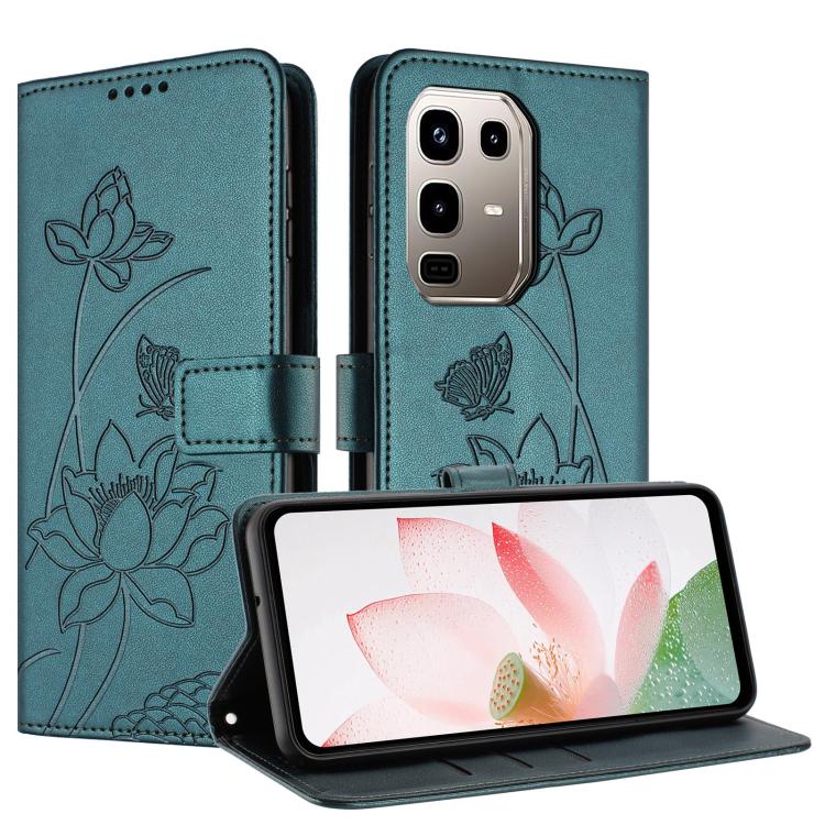 For Infinix Note 50 Pro+ Lotus Embossed Leather Phone Case with Lanyard
