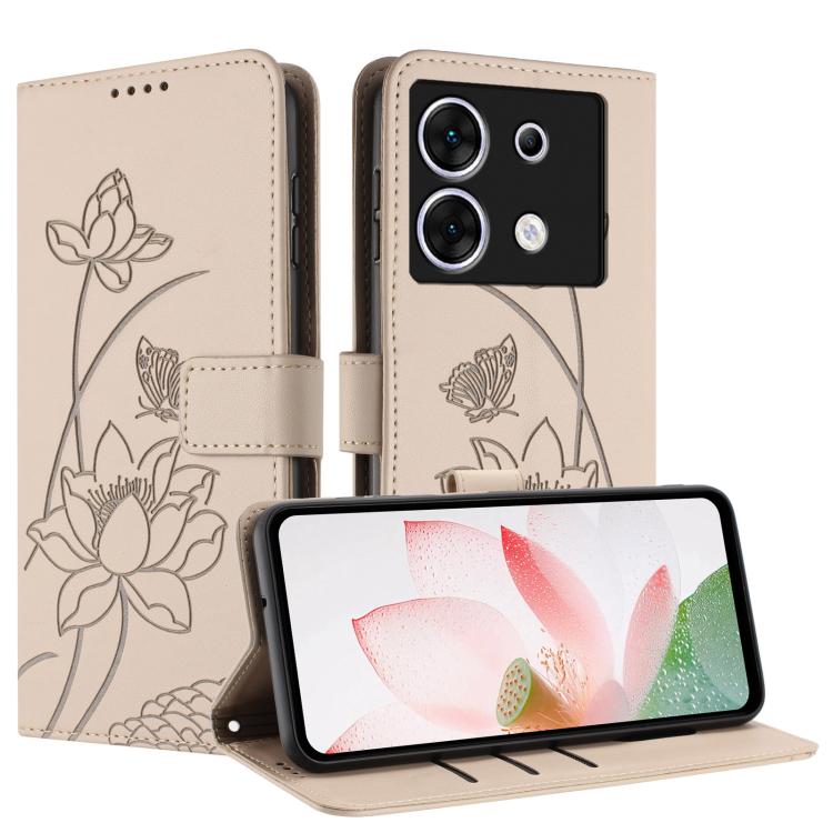 For Infinix Zero 30 5G Lotus Embossed Leather Phone Case with Lanyard