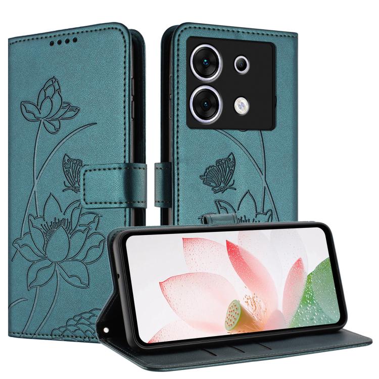 For Infinix Zero 30 5G Lotus Embossed Leather Phone Case with Lanyard