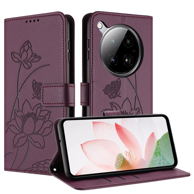 For Infinix Zero 40 4G / 5G Lotus Embossed Leather Phone Case with Lanyard