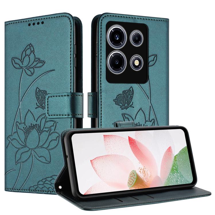 For Infinix Note 30 VIP Lotus Embossed Leather Phone Case with Lanyard