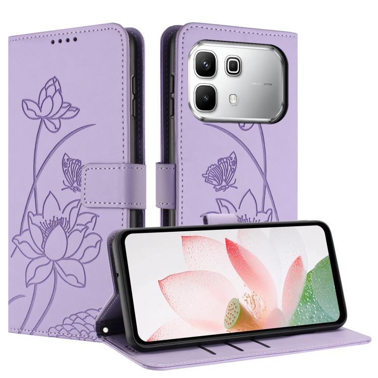 For Infinix Note 60 / 60 Pro 5G Lotus Embossed Leather Phone Case with Lanyard
