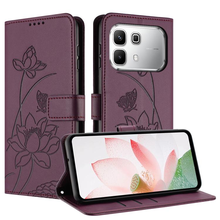For Infinix Note 60 / 60 Pro 5G Lotus Embossed Leather Phone Case with Lanyard