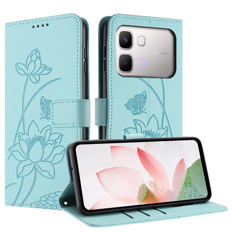 For Infinix Note Edge 5G Lotus Embossed Leather Phone Case with Lanyard