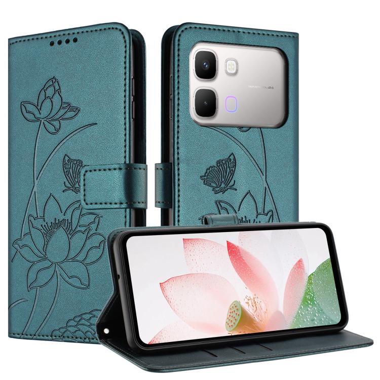 For Infinix Note Edge 5G Lotus Embossed Leather Phone Case with Lanyard