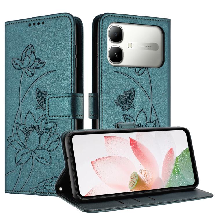For Infinix Smart 20 4G Lotus Embossed Leather Phone Case with Lanyard