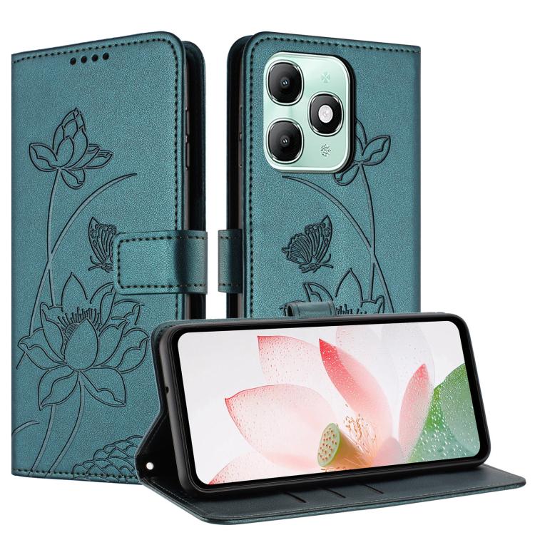 For itel A90 4G Lotus Embossed Leather Phone Case with Lanyard