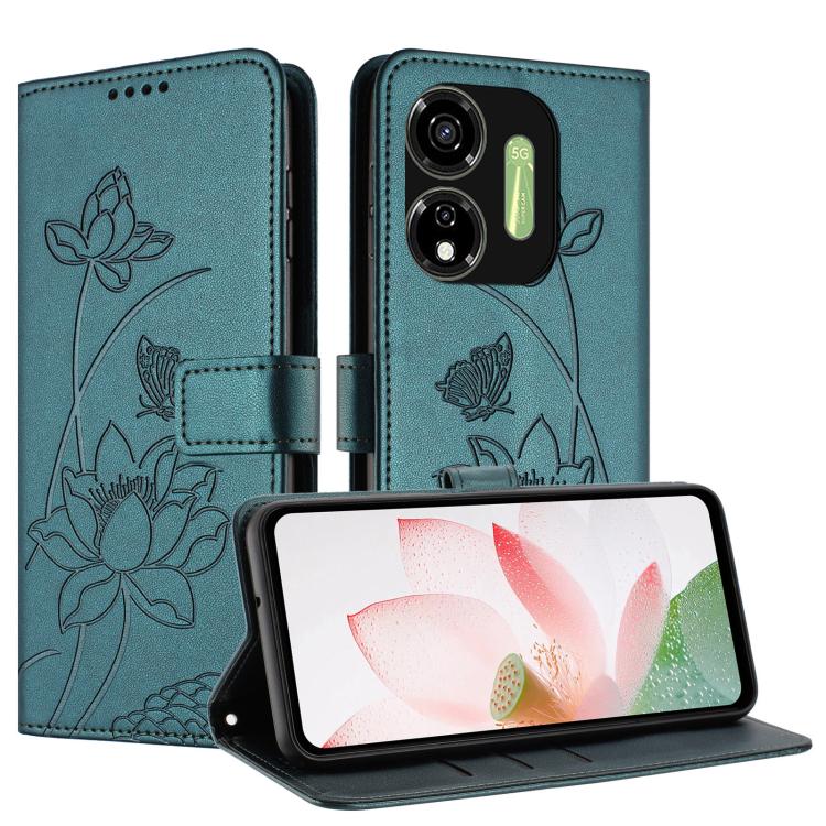 For itel P55 5G Lotus Embossed Leather Phone Case with Lanyard
