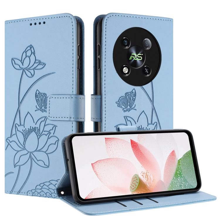 For itel RS4 Lotus Embossed Leather Phone Case with Lanyard
