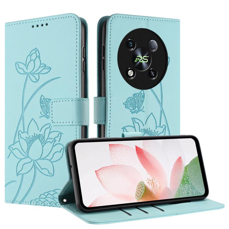 For itel RS4 Lotus Embossed Leather Phone Case with Lanyard