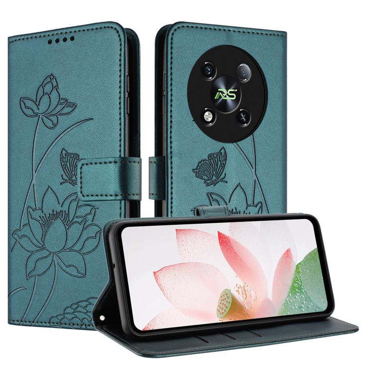For itel RS4 Lotus Embossed Leather Phone Case with Lanyard