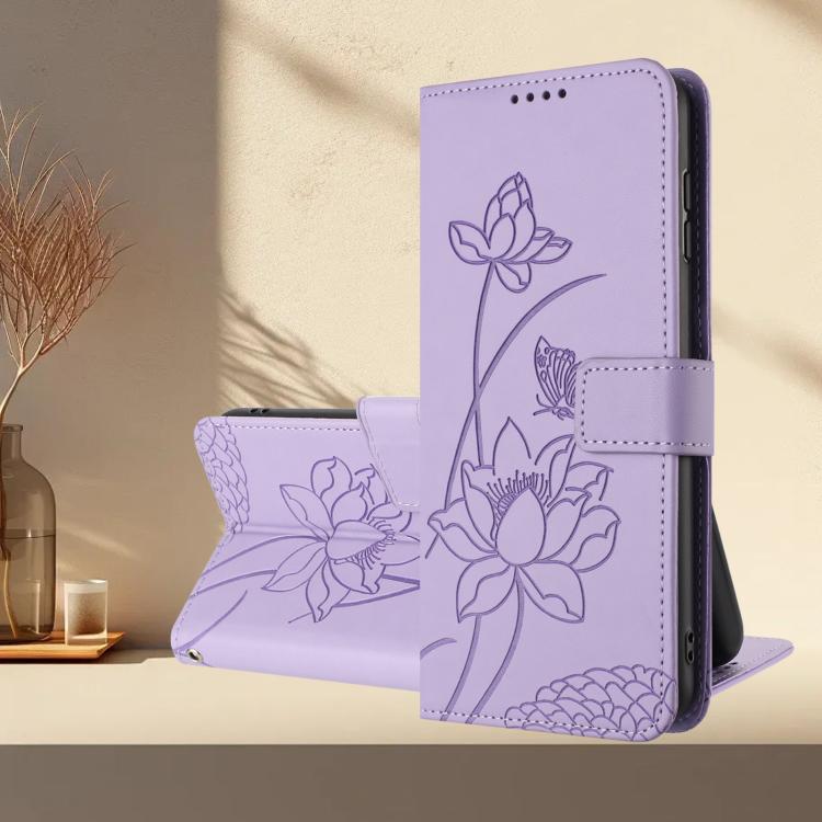 For itel S23 Lotus Embossed Leather Phone Case with Lanyard
