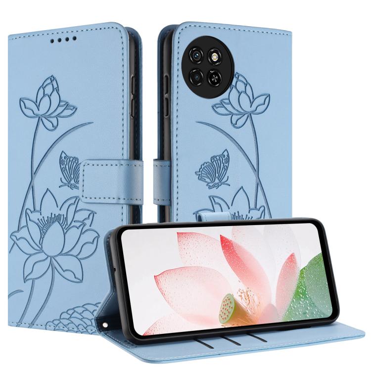For itel S23 Lotus Embossed Leather Phone Case with Lanyard