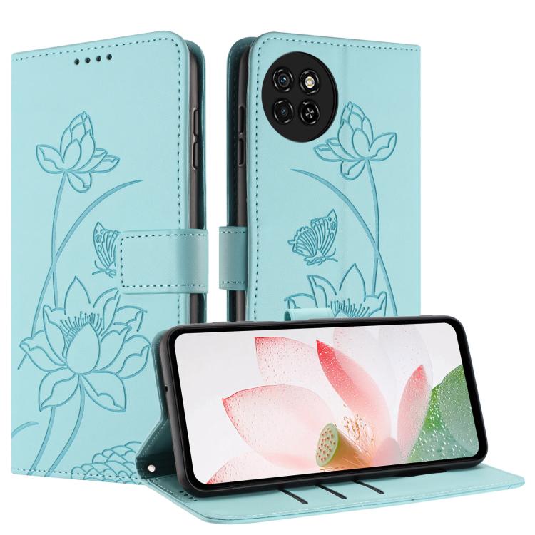 For itel S23 Lotus Embossed Leather Phone Case with Lanyard