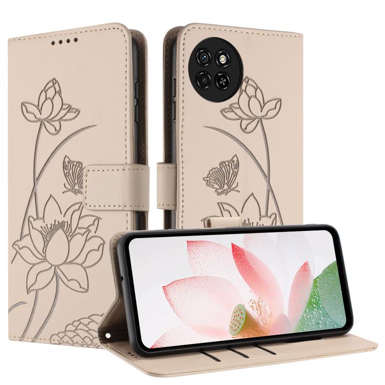 For itel S23 Lotus Embossed Leather Phone Case with Lanyard