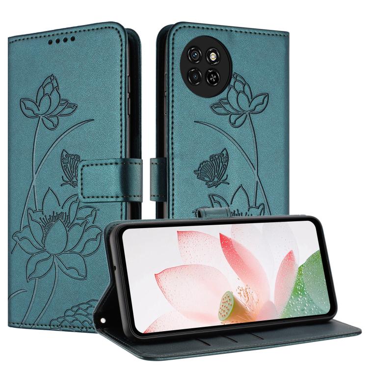 For itel S23 Lotus Embossed Leather Phone Case with Lanyard